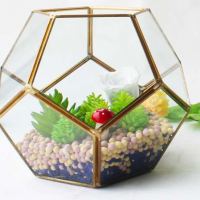 金色邊框透明幾何玻璃花房歐式風擺件
