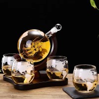 河間華企吹制玻璃地球儀醒酒器歐式創(chuàng)意玻璃酒瓶釀酒玻璃瓶包裝廠